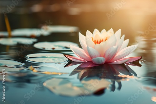 Zen lotus on the surface of the water.
