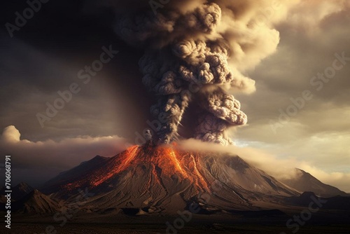 volcanism - eruption and tephra. Generative AI photo