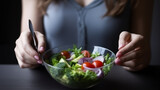 woman eating healthy salad , Healthy lifestyle, diet concept