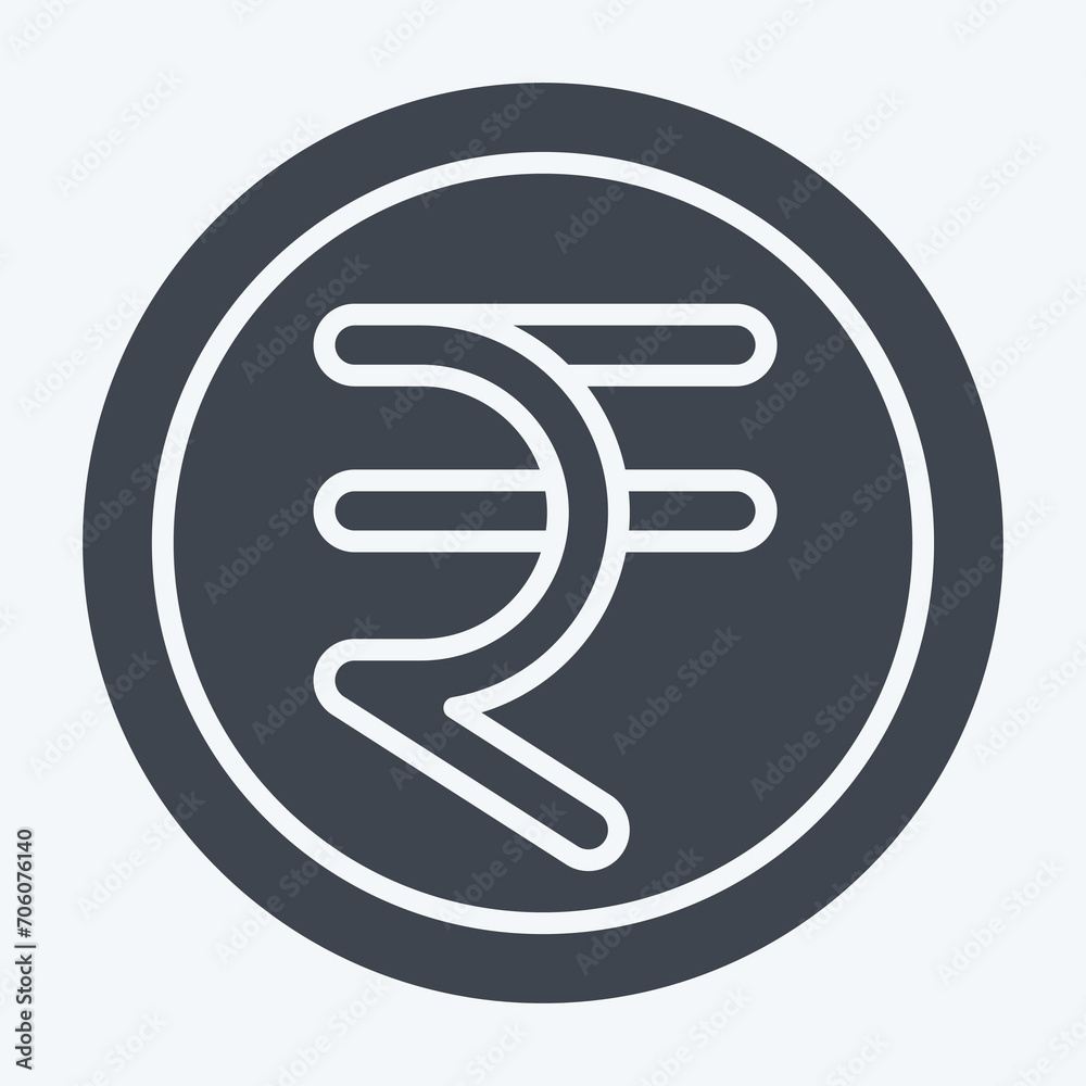 Icon Rupee. related to India symbol. glyph style. simple design editable. simple illustration Icon Rupee. related to India symbol. glyph style. simple design editable. simple illustration