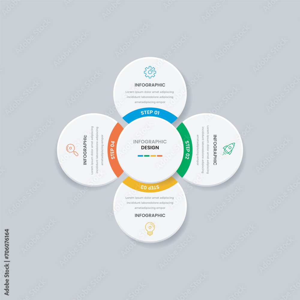Business infographic design template with icons and 4 options or steps. Can be used for workflow, presentation, etc. Vector illustration Business infographic design template with icons and 4 options or steps. Can be used for workflow, presentation, etc. Vector illustration