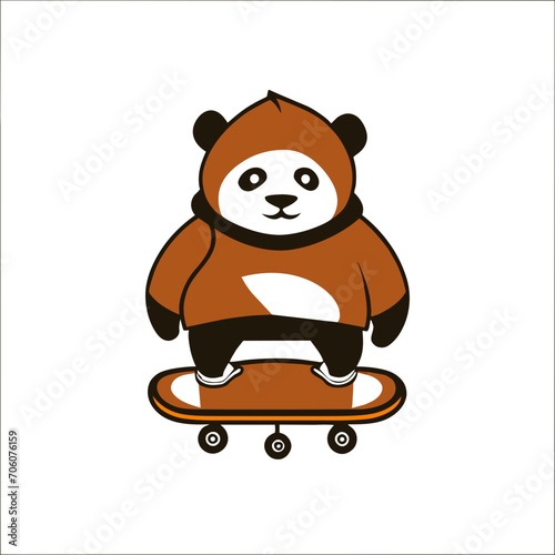 panda skateboard cartoon