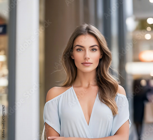 Beautiful woman on a busy city street. AI generated image. Free Download Beautiful woman on a busy city street. AI generated image. - GFXLoad