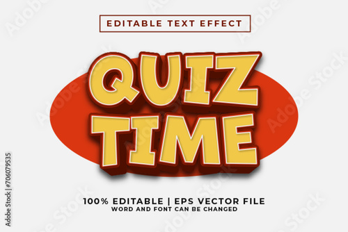 Quiz Time 3d Editable Text Effect Cartoon Comic Style Premium Vector