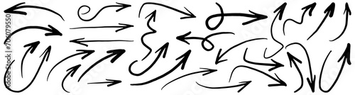 Set of Hand drawn vector arrows doodle on white background. design element vector illustration.