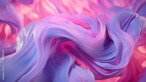 Luminescent pink and purple liquids colliding, forming a dance of fluid dynamics captured in stunning detail in a colorful 3D abstract environment.
