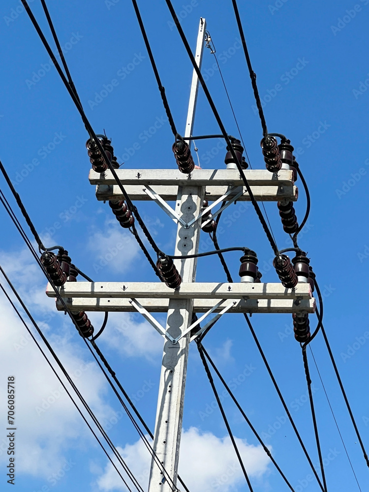 power pole with wires power pole with wires