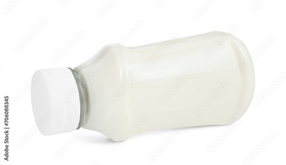 Fresh mayonnaise sauce in glass bottle isolated on white Fresh mayonnaise sauce in glass bottle isolated on white