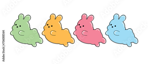 Set of funny cartoon animals, cute peep candy vector
