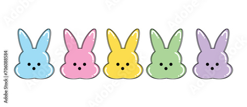 Set of funny cartoon animals, cute peep candy vector