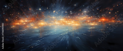 Lustrous specks of light floating in a cosmic dance within a vast expanse of abstract glitter brilliance