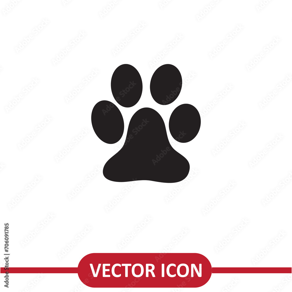 Paw print icon. Animal symbol, flat simple illustration on white background..eps Paw print icon. Animal symbol, flat simple illustration on white background..eps