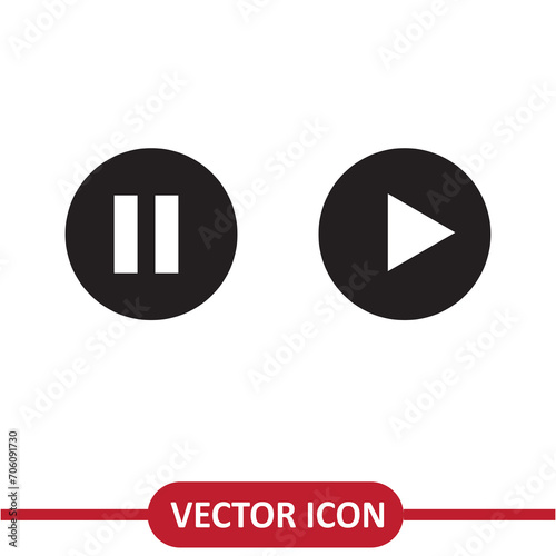 Media player button sign, Pause and Play icon flat illustration on white background..eps