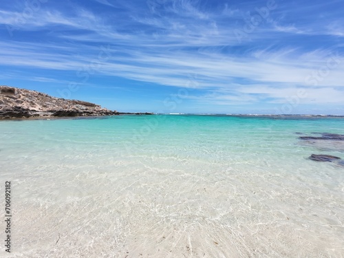 the bright beach with sky