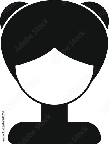 Brief wig face icon simple vector. Lady face fashion. Fake short barber