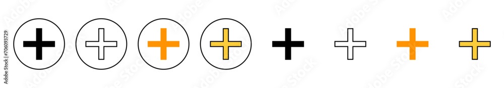 Obraz premium Plus Icon set vector. Add plus sign and symbol