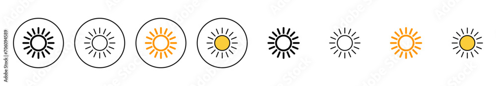 Fototapeta premium Sun icon set vector. Brightness sign and symbol.