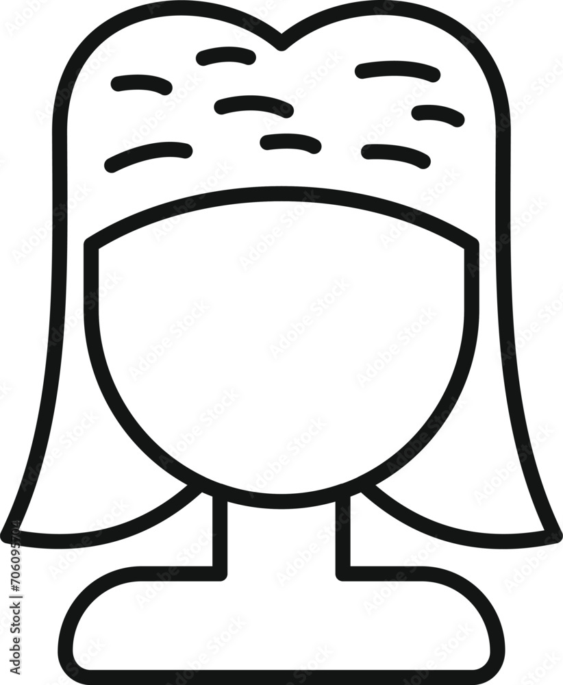 Artist cute wig icon outline vector. Female fashion style. Head attractive