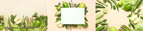 Collage of fresh green vege...