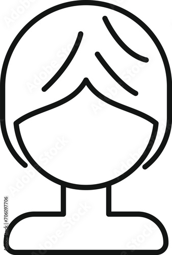 Brief wig face icon outline vector. Lady face fashion. Fake short barber