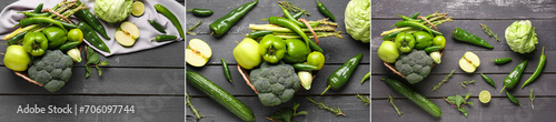 Collage of fresh green vege...