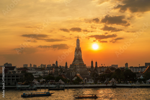 Wat Arun Temple in sunset  Temple of Dawn near Chao Phraya river. Landmark and popular for tourist attraction and Travel destination in Bangkok  Thailand and Southeast Asia concept