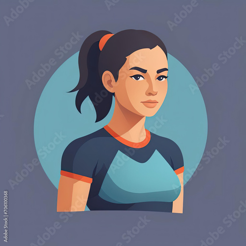 Flat Icon - Female Athlete or Fitness Enthusiast with a Sporty and Active Vibe Gen AI