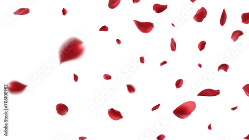 Valentine's day Vector red symbols of love border for romantic banner or Red rose petals will fall on abstract floral background with gorgeous rose greeting card design. on transparent background photo