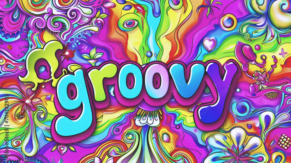 groovy psychedelic abstract sign background