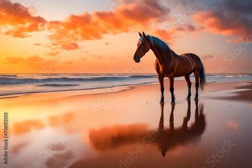 horse on the beach © Aqib