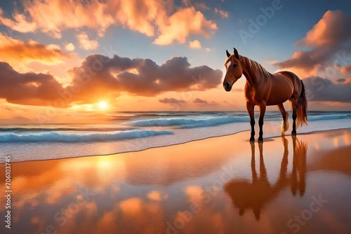 horse in the sunset © Aqib