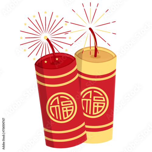 Illustration PNG of Chinese New Year Firecrackers, Perfect for Decoration and Greeting Card of Chinese New Year  