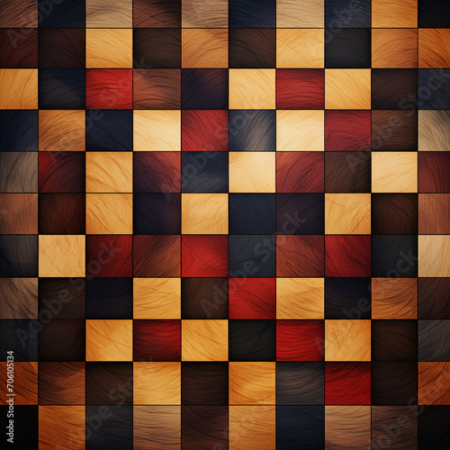 Seamless abstract background of wooden squares. AI Generative