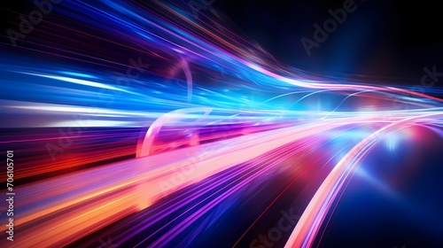 Neon threads intertwining in a symphony of speed, portraying a vivid data connection speed lines technology abstract background.