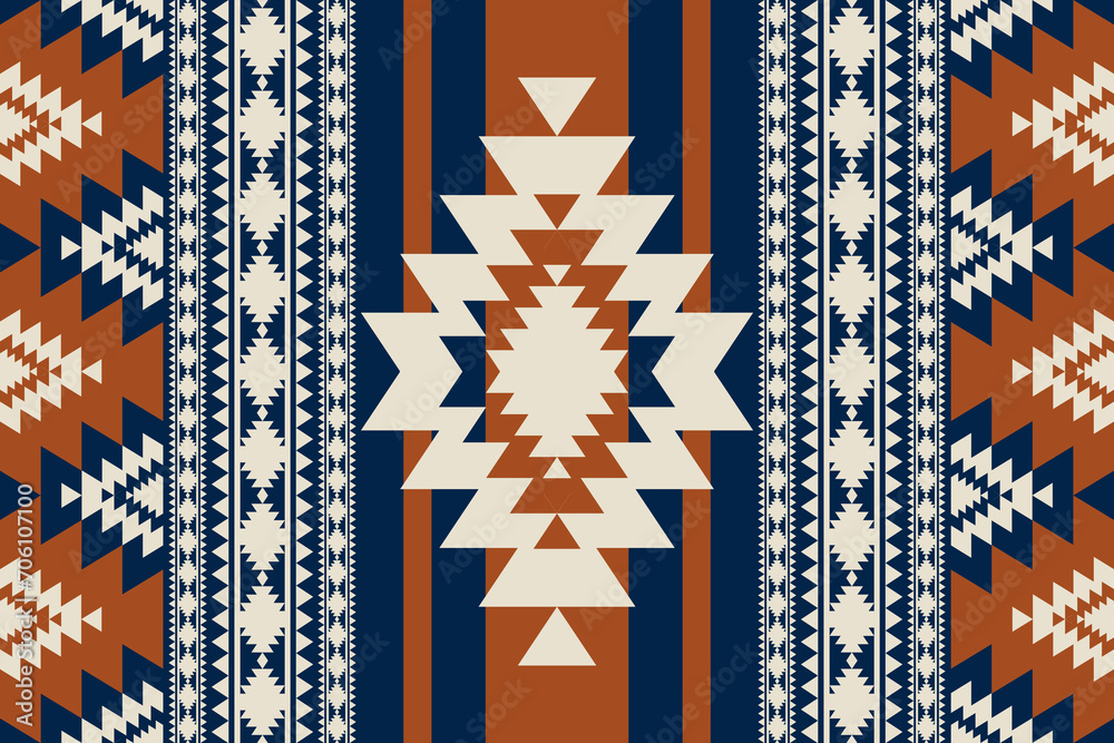 Southwest navajo geometric colorful vintage pattern. Vector ethnic southwestern geometric seamless pattern. Traditional native American pattern use for textile, home decoration elements, upholstery.