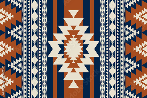 Southwest navajo geometric colorful vintage pattern. Vector ethnic southwestern geometric seamless pattern. Traditional native American pattern use for textile, home decoration elements, upholstery.