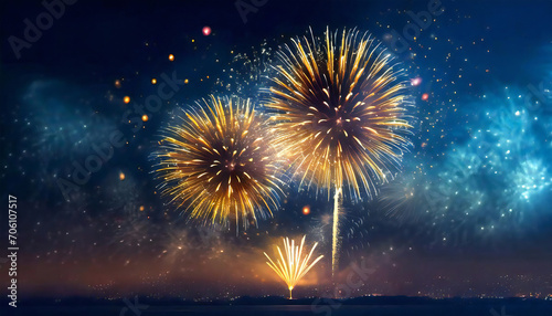 Fireworks in the night sky. Fireworks display image.