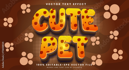 Cute Pet 3d cartoon Style editable text effect template