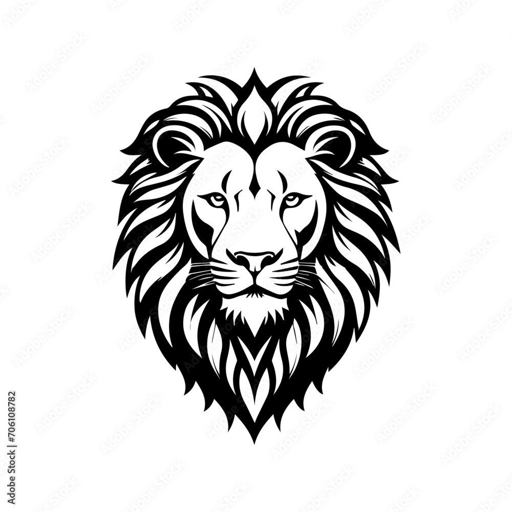 lion head vintage logo line art concept hand drawn isolated
