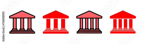 Bank icon set illustration. Bank sign and symbol, museum, university