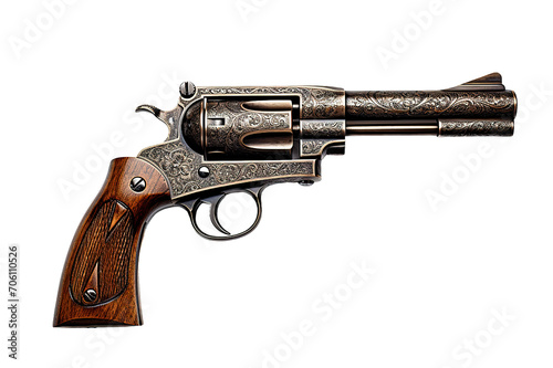 Pistol revolver isolated on a Transparent background. Generative AI photo
