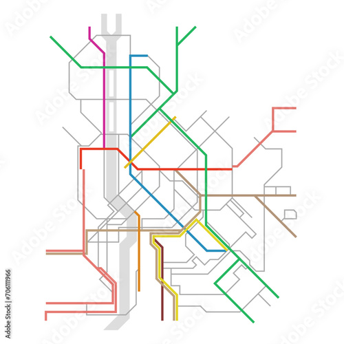 Layered editable vector illustration of Traffic Network Map of Budapest,Hungary