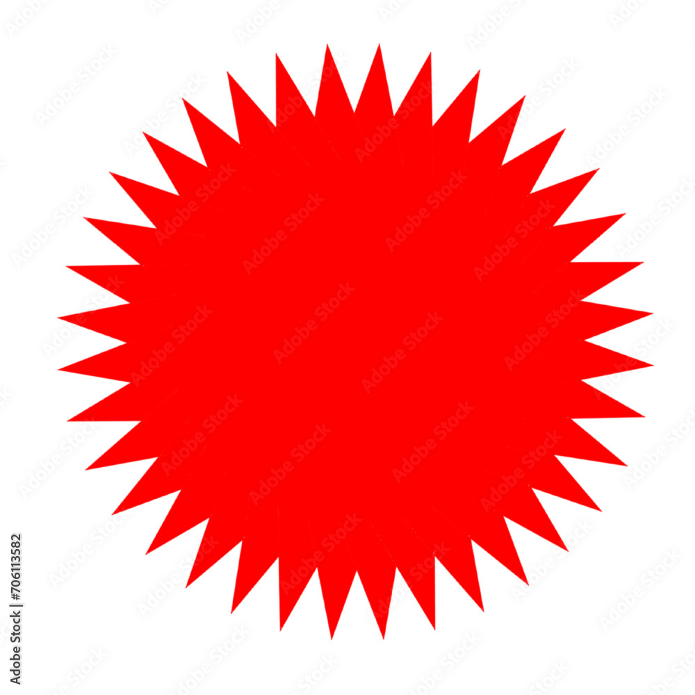 red label with sharp long corner for icon sale discount offer sticker tag retail shop buy price vector illustration isolated on white and transparent background. red star button