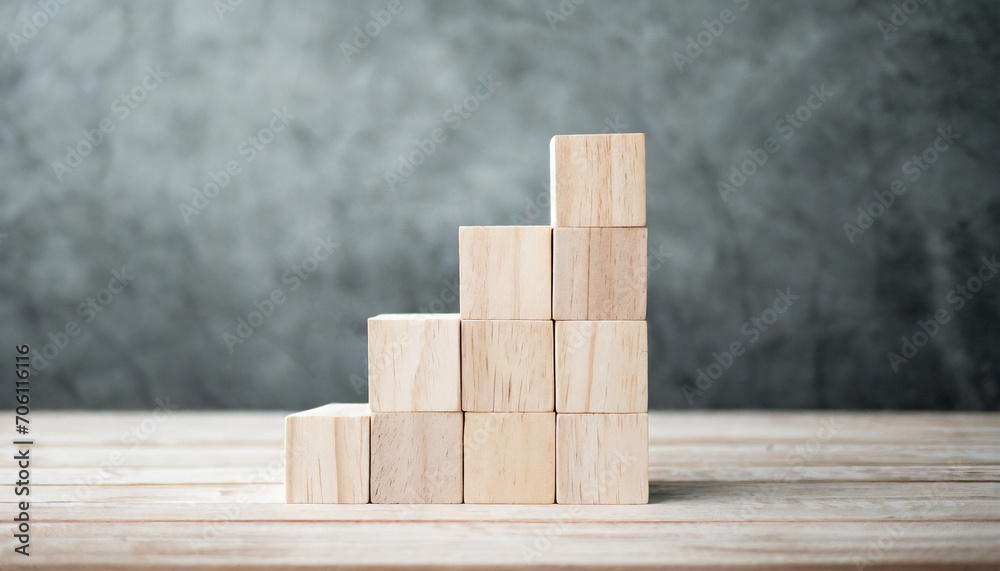 Neatly stacked wooden cubes on table with space for text/infographics symbolize organization, creativity, and customizable information display in a stock photo Neatly stacked wooden cubes on table with space for text/infographics symbolize organization, creativity, and customizable information display in a stock photo