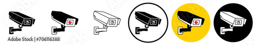 set of CCTV security cameras icon symbol. Surveillance street camera logo vector illustration