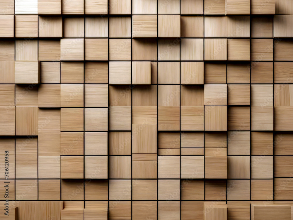 Timber, Wood Wall background with tiles. 3D render, tile Wallpaper with Soft sheen, Square blocks Timber, Wood Wall background with tiles. 3D render, tile Wallpaper with Soft sheen, Square blocks