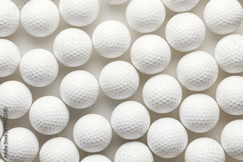 Golf balls on white background, banner, close up view. Generative AI
