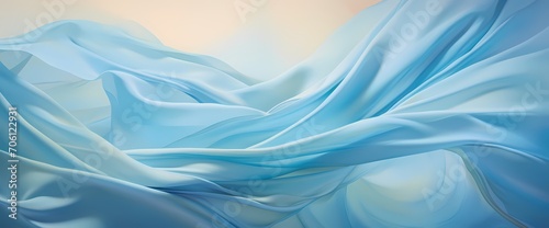 Sky blue silk drifting gracefully, capturing the essence of a clear and tranquil sky