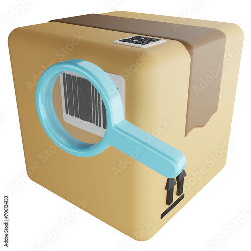 Parcel focus clipart flat design icon isolated on transparent background, 3D render logistic and delivery concept