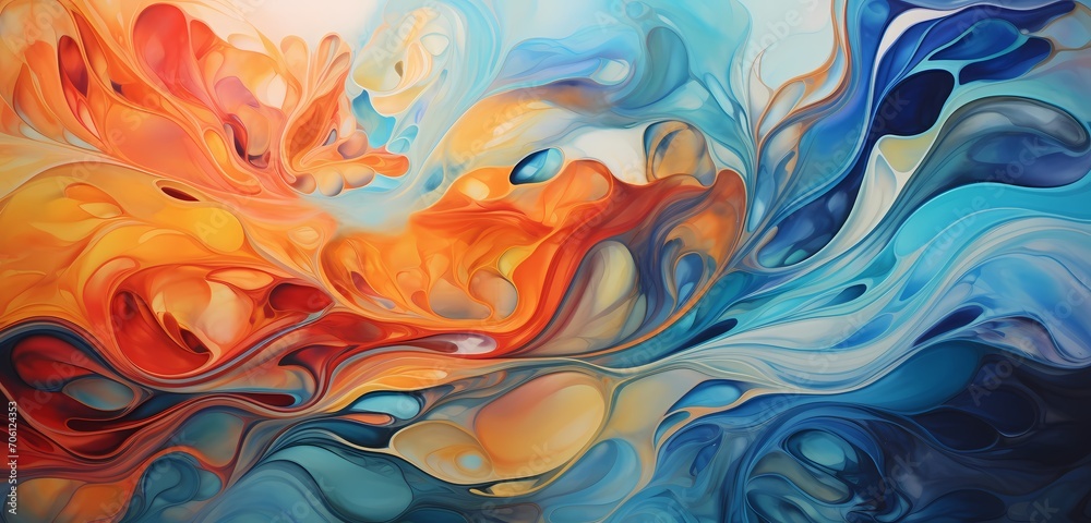 Liquid waves in a stunning display of color, blending seamlessly in an abstract composition that evokes a sense of fluid harmony Liquid waves in a stunning display of color, blending seamlessly in an abstract composition that evokes a sense of fluid harmony